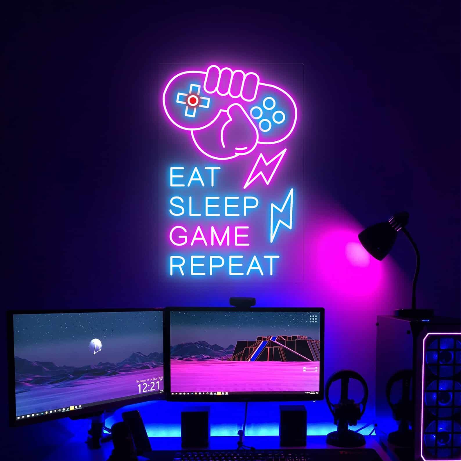 Etsy Eat, Sleep, Game, Repeat Neon Lights Sign