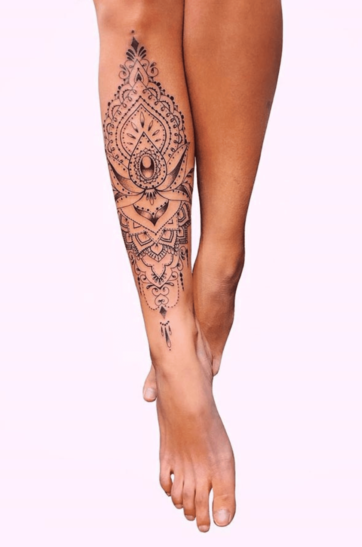 Patterned skin leg tattoo ideas