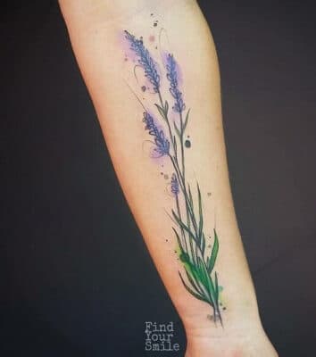 Lavender leg tattoo