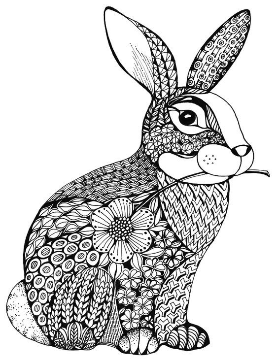 Intricate rabbit with flower pattern