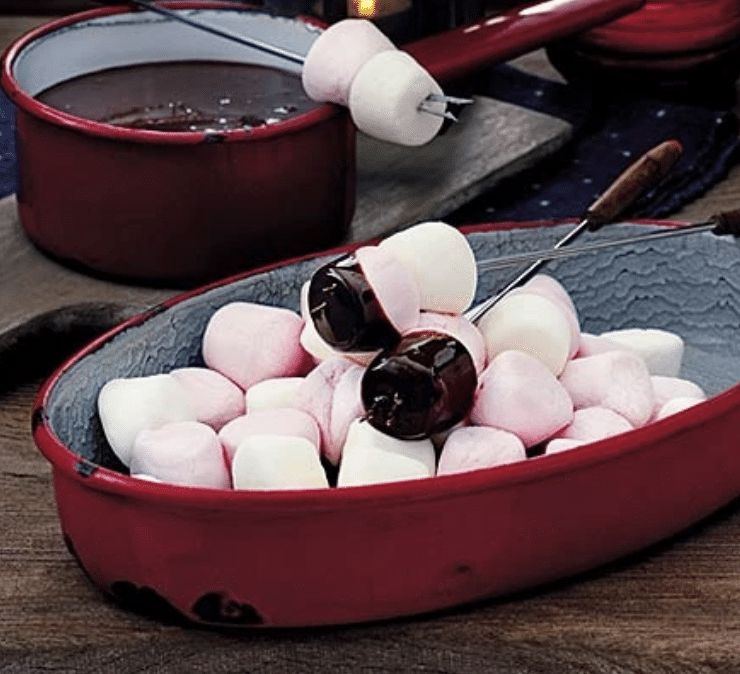 Chocolate fondue and toasted marshmallows | Easy meals when camping