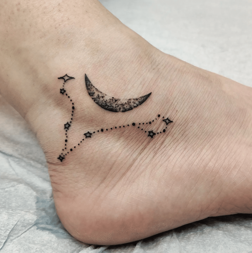 waxing crescent moon and pisces | Foot tattoos for females