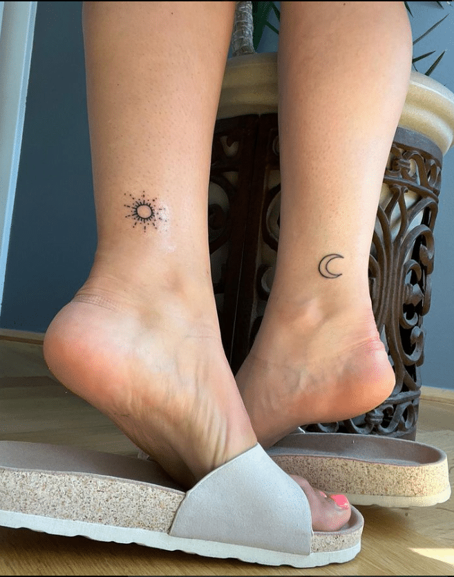 sun and moon | Foot tattoos for females