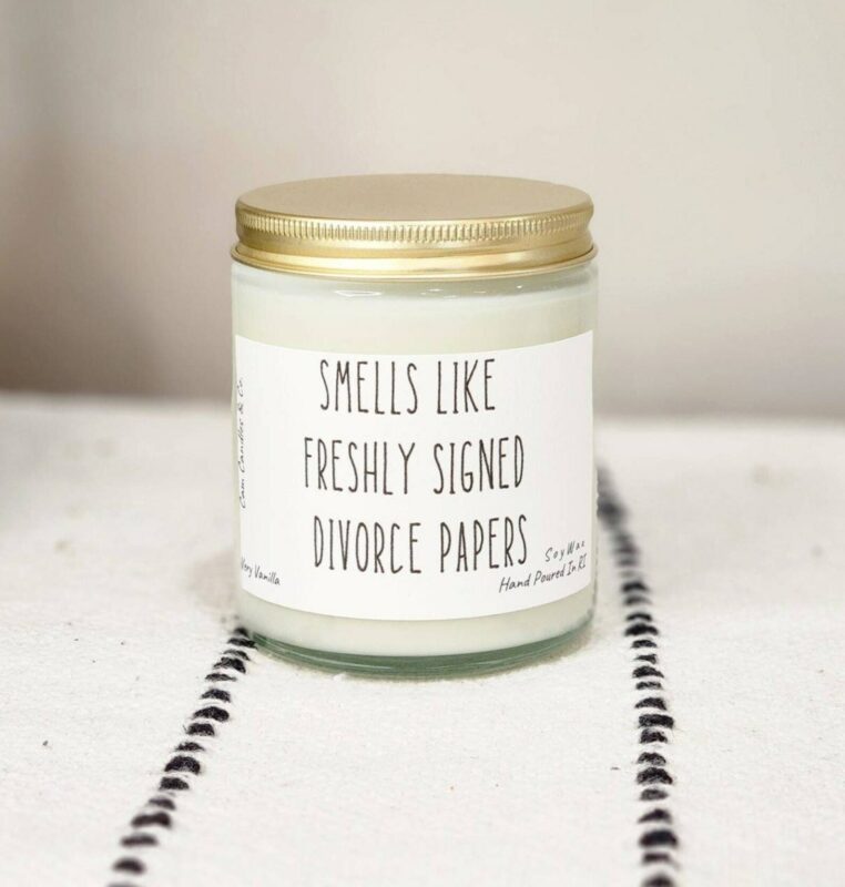 Relaxing candle divorce party gift