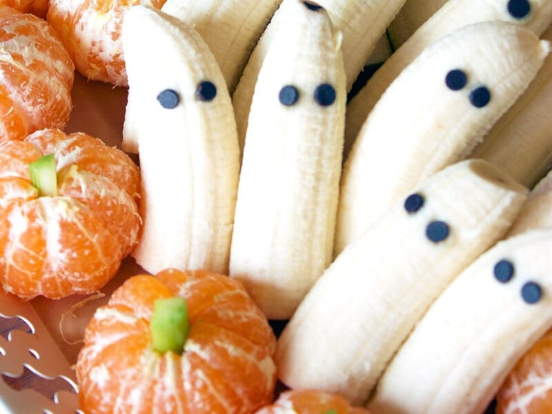 Orange Pumpkin and Banana Ghost | Halloween Food