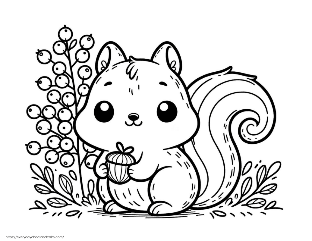 Cute squirrel with a nut